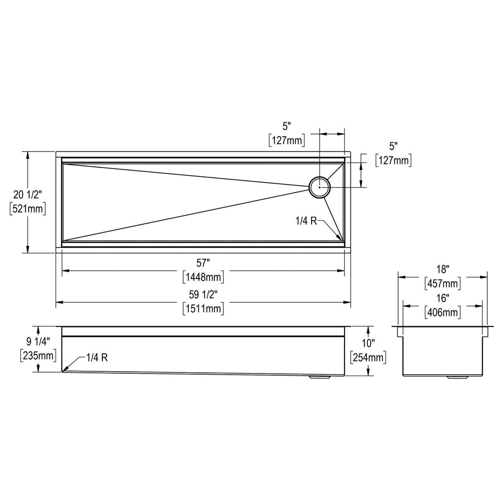 Elkay Tarja Circuit Chef® Workstation Acero Inoxidable 59-1/2" x 20-1/2" x 10" de Un Tazón Bajo Cubierta (Kit con Tablas de Polímero Negro) — vista de producto