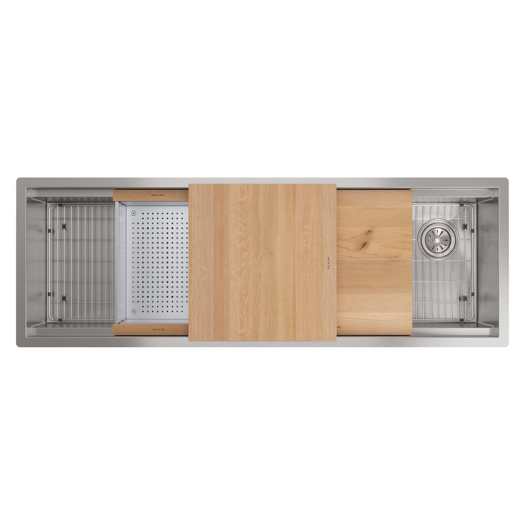 Elkay Tarja Circuit Chef® Workstation Acero Inoxidable 59-1/2" x 20-1/2" x 10" de Un Tazón Bajo Cubierta (Kit) with Cherry Wood Boards — vista de producto