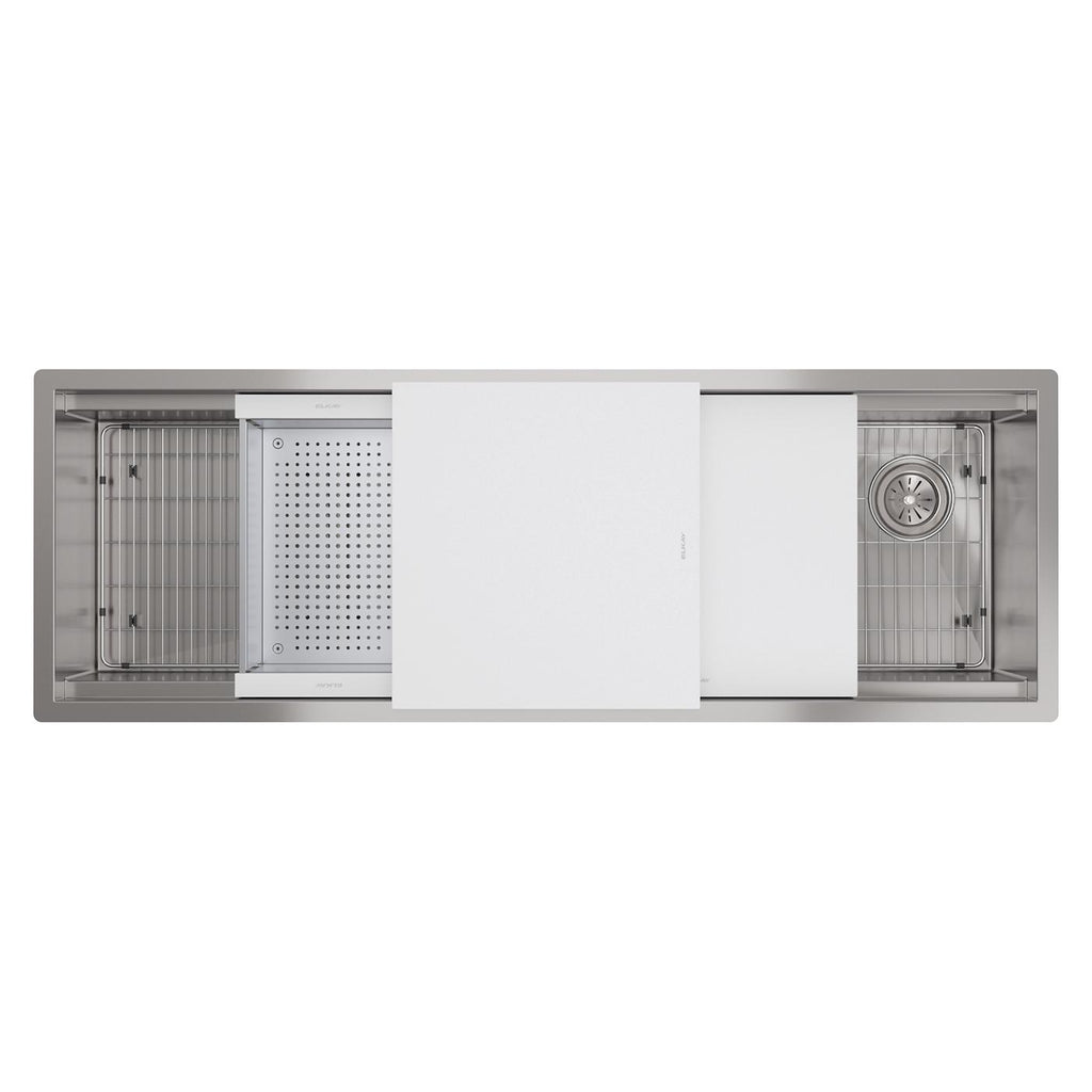 Elkay Tarja Circuit Chef® Workstation Acero Inoxidable 59-1/2" x 20-1/2" x 10" de Un Tazón Bajo Cubierta (Kit con Tablas de Polímero Blanco) — vista de producto
