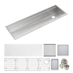 Elkay Tarja Circuit Chef® Workstation Acero Inoxidable 59-1/2" x 20-1/2" x 10" de Un Tazón Bajo Cubierta (Kit con Tablas de Polímero Blanco) — ambiente de cocina