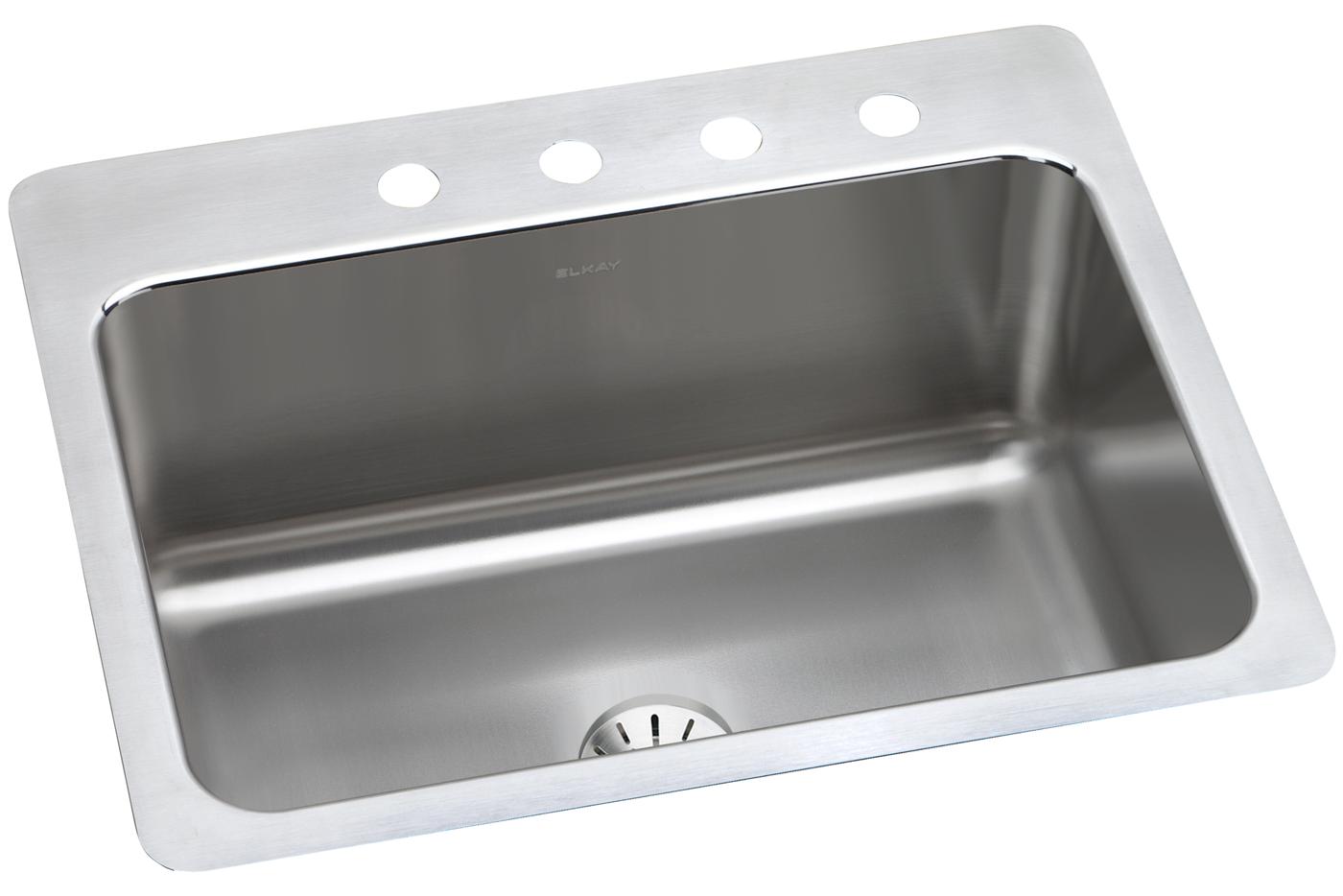 Elkay Tarja Lustertone® Classic Acero Inoxidable 27" x 22" x 10" de Un Tazón de Doble Montaje with Perfect Drain® — vista de producto