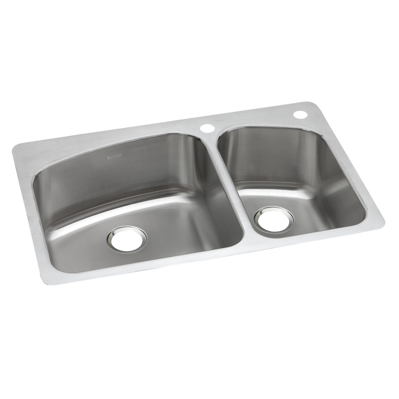 Elkay Tarja Dayton® Acero Inoxidable 33" x 22" x 8" 60/40 de Dos Tazones de Doble Montaje — vista de producto