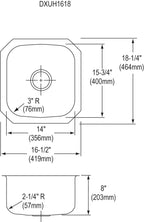 Elkay Tarja Dayton® Acero Inoxidable 16-1/2" x 18-1/4" x 8" de Un Tazón de Bar Bajo Cubierta — vista de producto