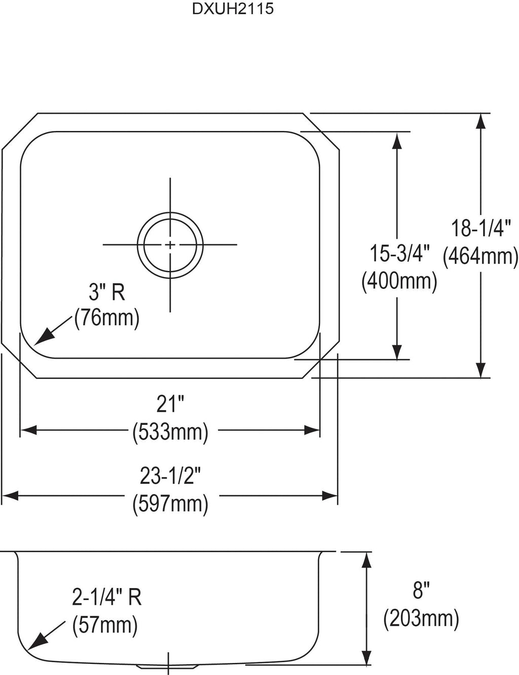 Elkay Tarja Dayton® Acero Inoxidable 23-1/2" x 18-1/4" x 8" de Un Tazón Bajo Cubierta — vista de producto