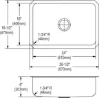 Elkay Tarja Dayton® Acero Inoxidable 26-1/2" x 18-1/2" x 8" de Un Tazón Bajo Cubierta — vista de producto