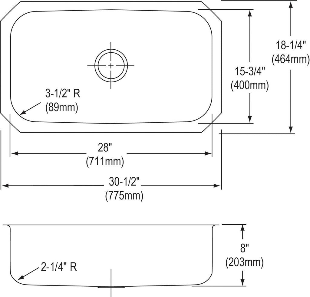 Elkay Tarja Dayton® Acero Inoxidable 30-1/2" x 18-1/4" x 8" de Un Tazón Bajo Cubierta — vista de producto