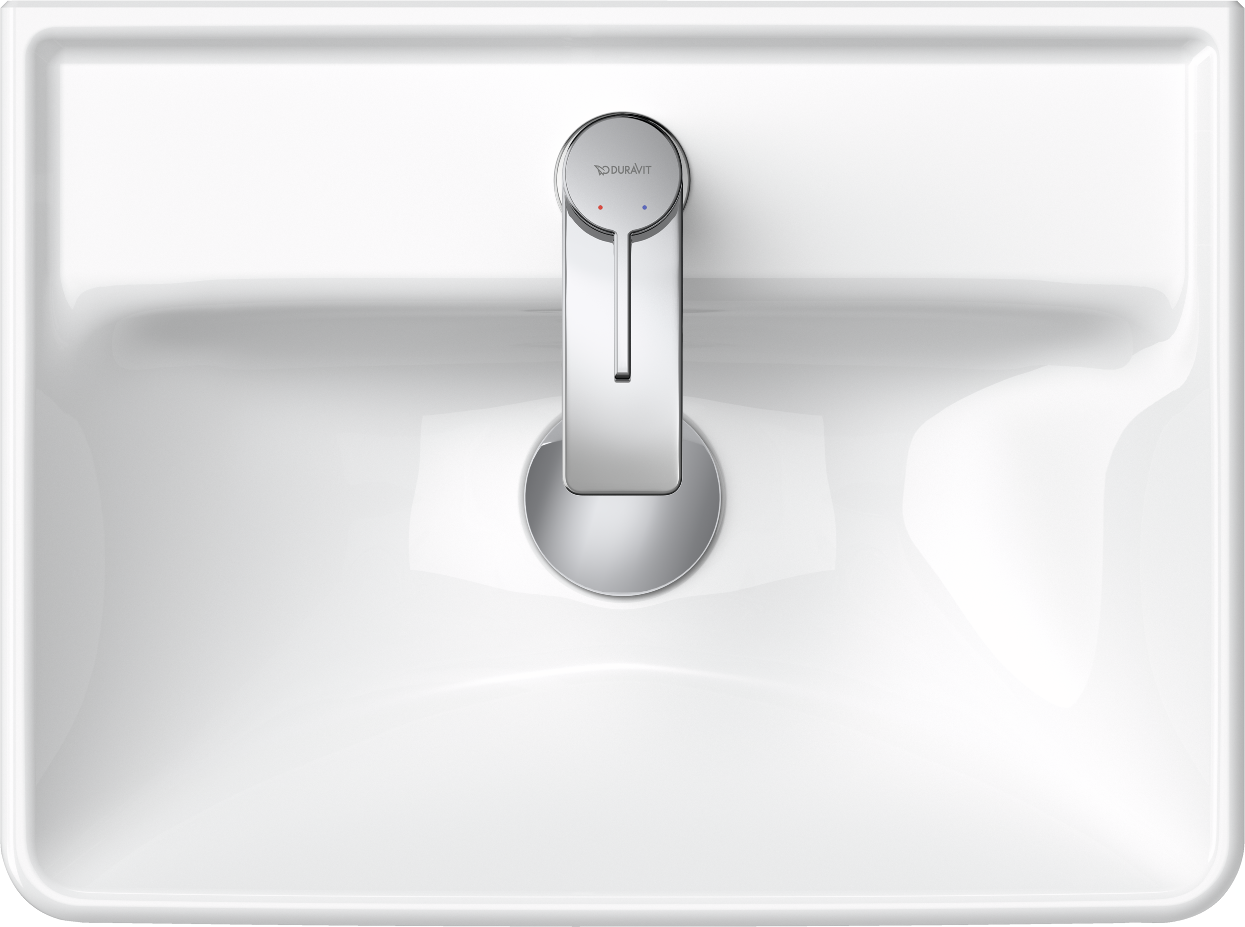 Duravit D-Neo lavabo de Pared Blanco Brillante — vista superior