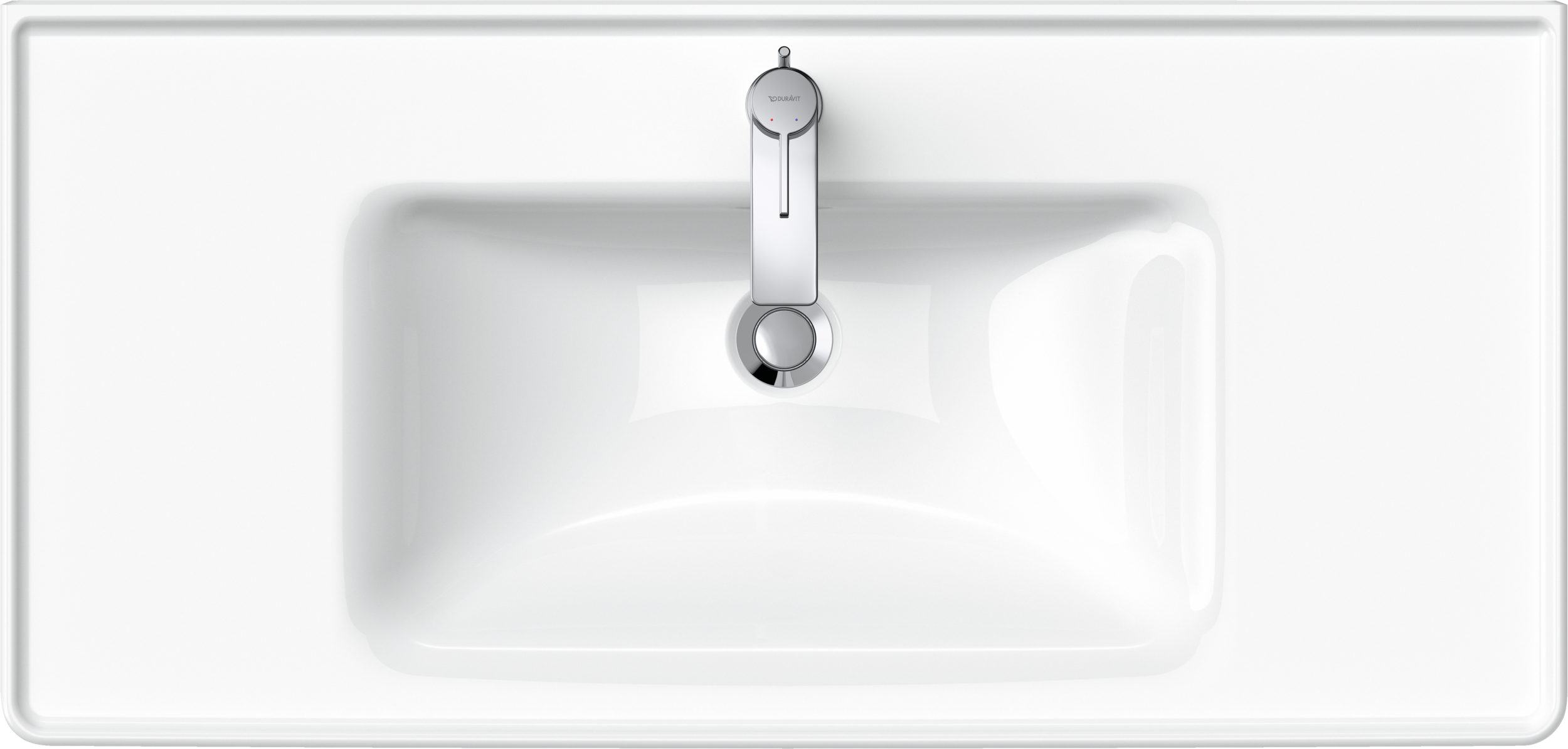 Duravit D-Neo lavabo de Pared Blanco Brillante — vista superior