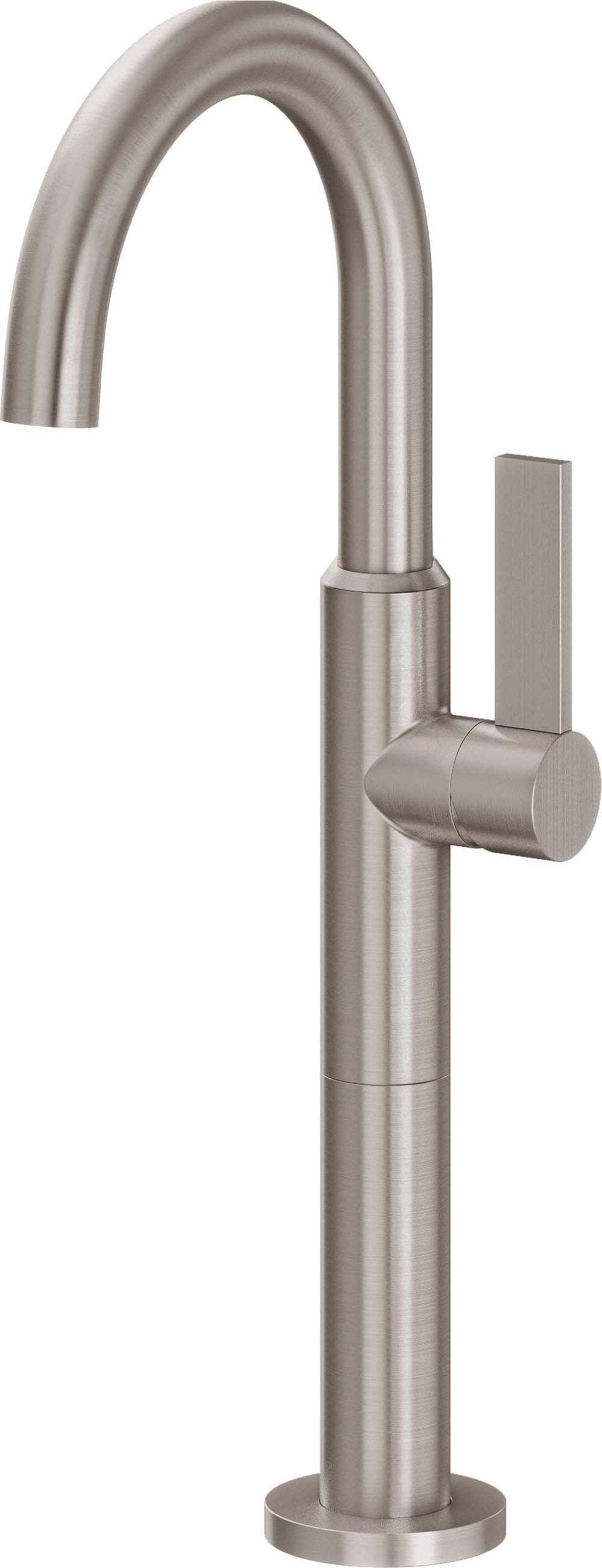 California Faucets Steampunk Bay Llave de Lavabo/Bar de Un Solo Orificio - Pico Bajo - Pico de Arco - Satin Nickel