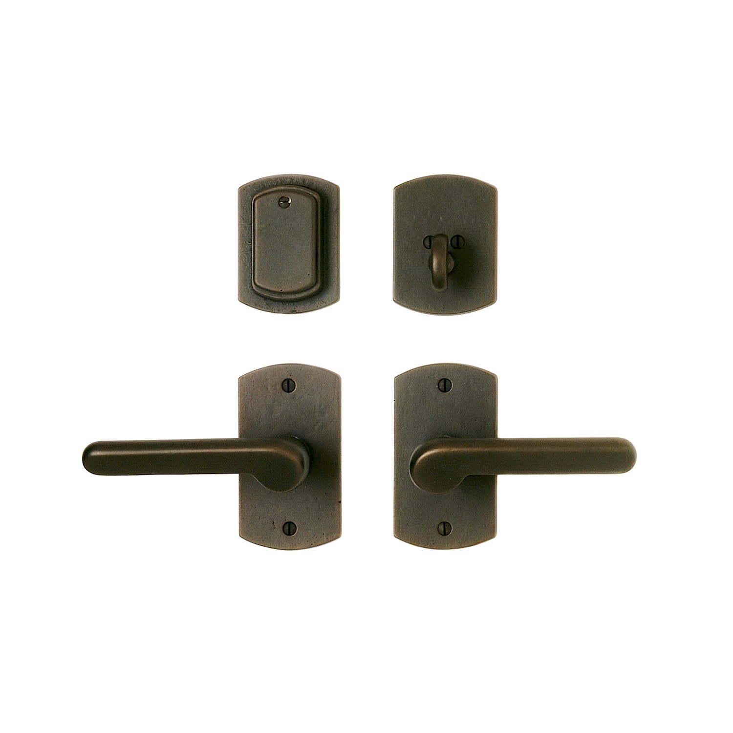 uego de Entrada Curved 2 1/2" x 4 1/2" — Rocky Mountain Hardware bronce macizo