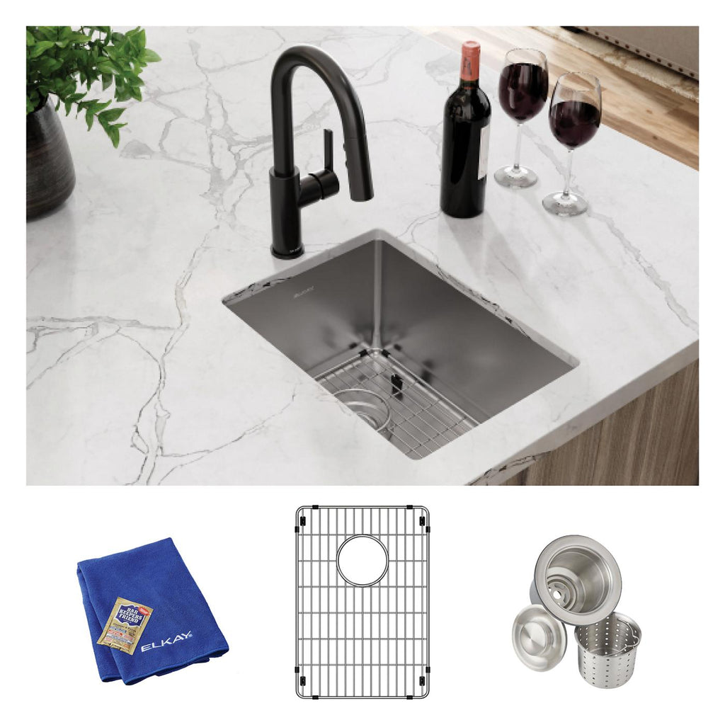 Elkay Tarja Crosstown® Calibre 18 Acero Inoxidable 13-1/2" x 18-1/2" x 9" de Un Tazón Bajo Cubierta Bar (Kit) — ambiente de cocina