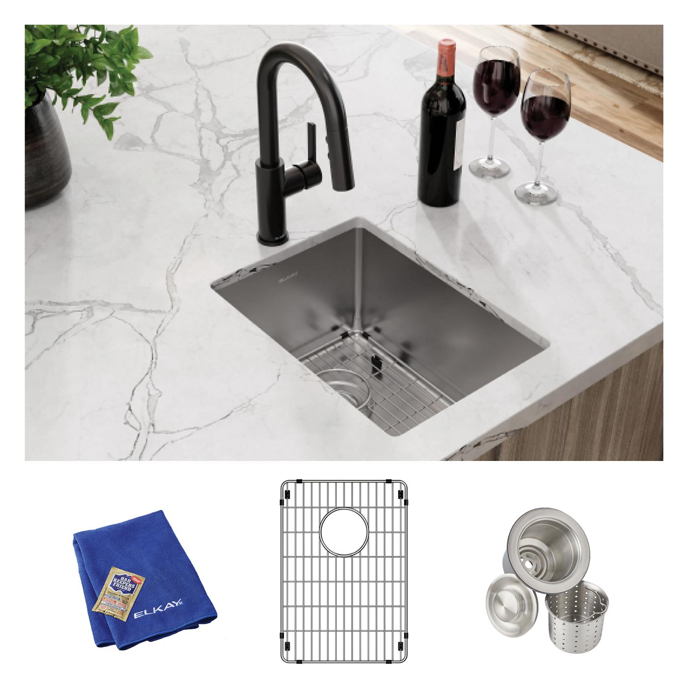 Elkay Tarja Crosstown® Calibre 18 Acero Inoxidable 13-1/2" x 18-1/2" x 9" de Un Tazón Bajo Cubierta Bar (Kit) — ambiente de cocina