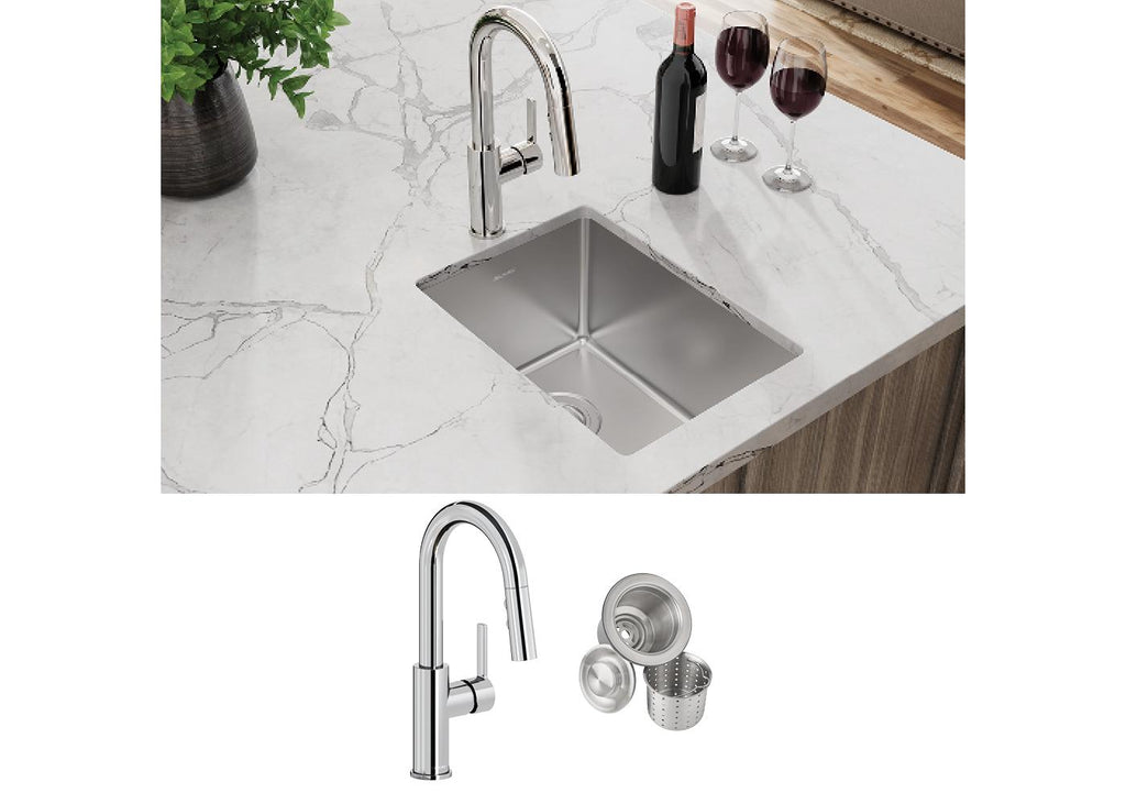 Elkay Tarja Crosstown® Calibre 18 Acero Inoxidable 13-1/2" x 18-1/2" x 9" de Un Tazón Bajo Cubierta Bar (Kit con Llave y Drenaje) — ambiente de cocina