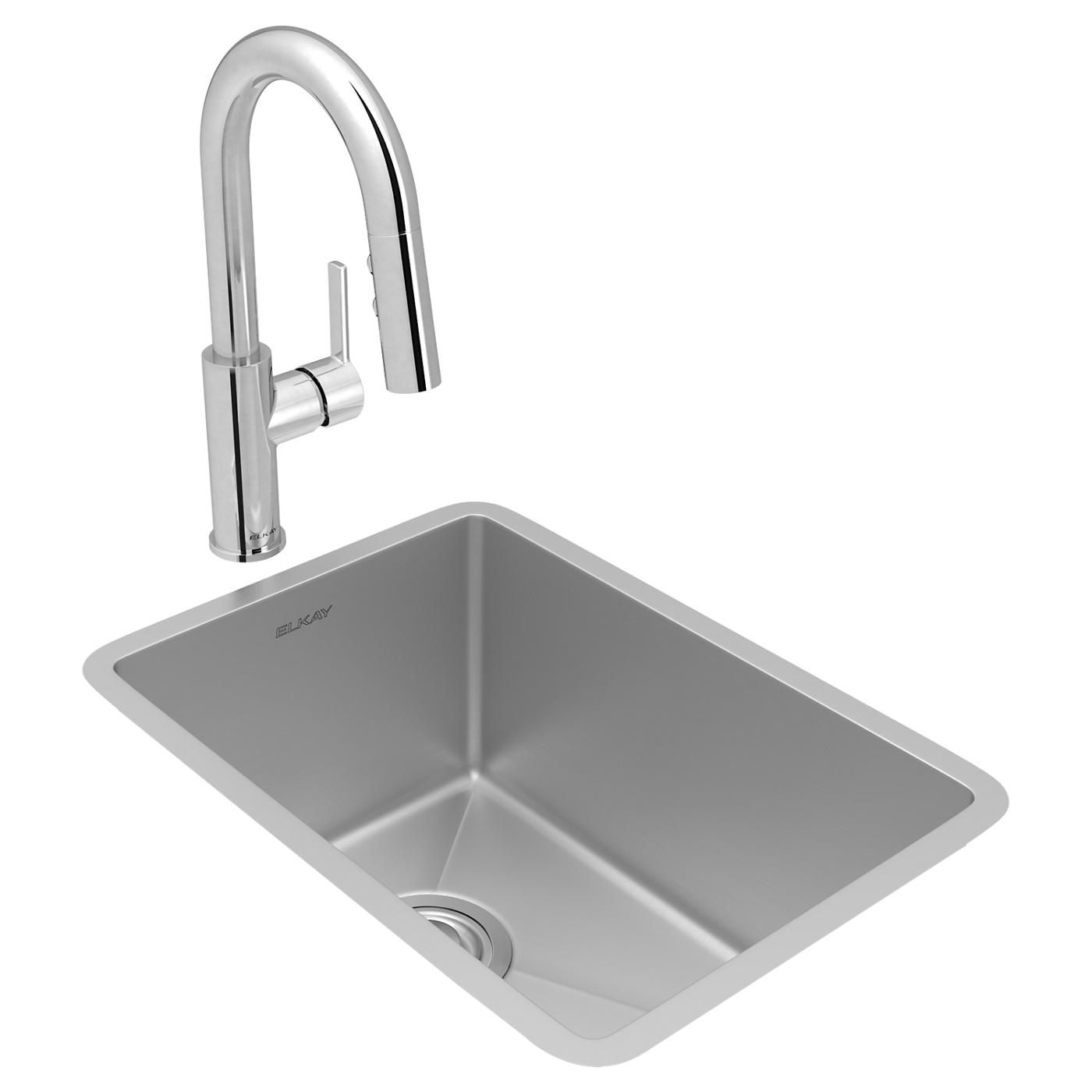 Elkay Tarja Crosstown® Calibre 18 Acero Inoxidable 13-1/2" x 18-1/2" x 9" de Un Tazón Bajo Cubierta Bar (Kit con Llave y Drenaje) — vista de producto