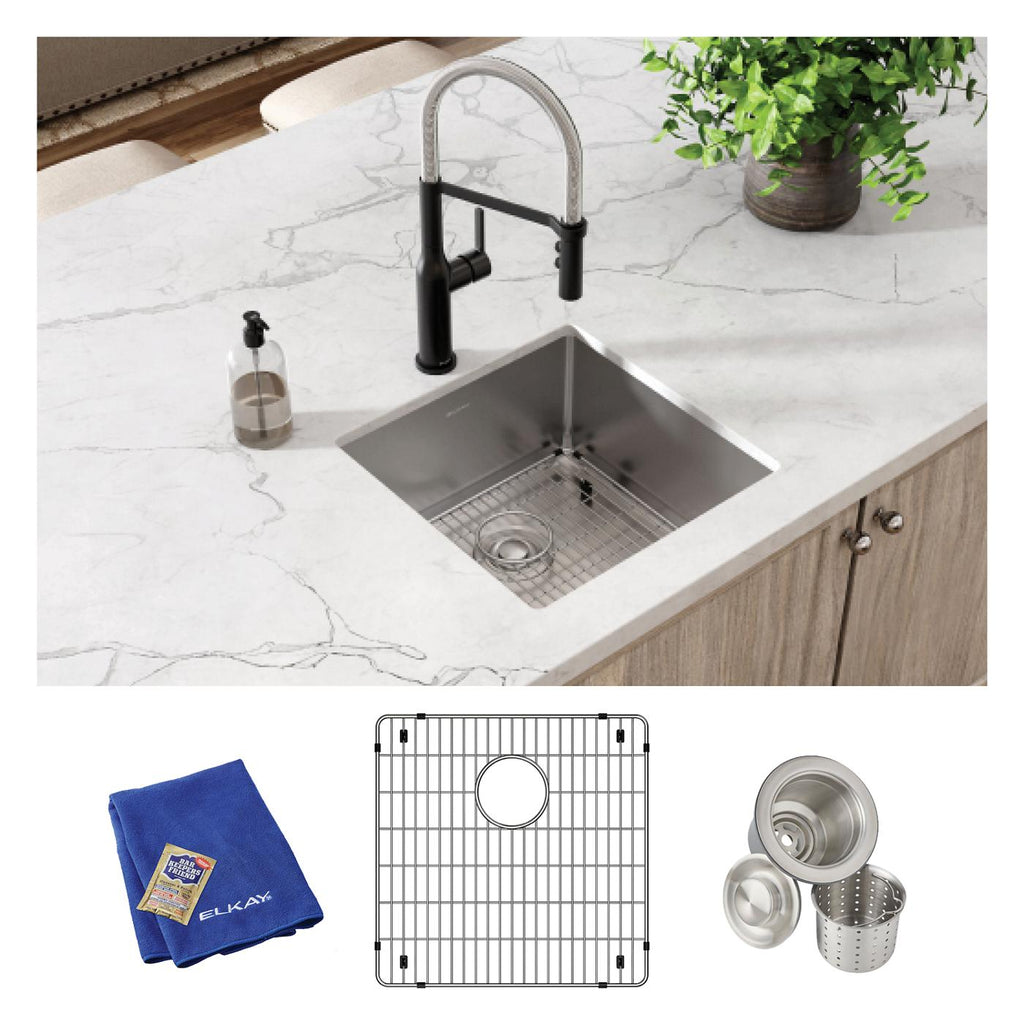 Elkay Tarja Crosstown® Calibre 18 Acero Inoxidable 18-1/2" x 18-1/2" x 9" de Un Tazón Bajo Cubierta (Kit) — ambiente de cocina