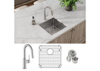 Elkay Tarja Crosstown® Calibre 18 Acero Inoxidable 18-1/2" x 18-1/2" x 9" de Un Tazón Bajo Cubierta (Kit con Llave Rejilla de Fondo y Drenaje) — ambiente de cocina