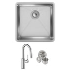 Elkay Tarja Crosstown® Calibre 18 Acero Inoxidable 18-1/2" x 18-1/2" x 9" de Un Tazón Bajo Cubierta (Kit con Llave y Drenaje) — ambiente de cocina