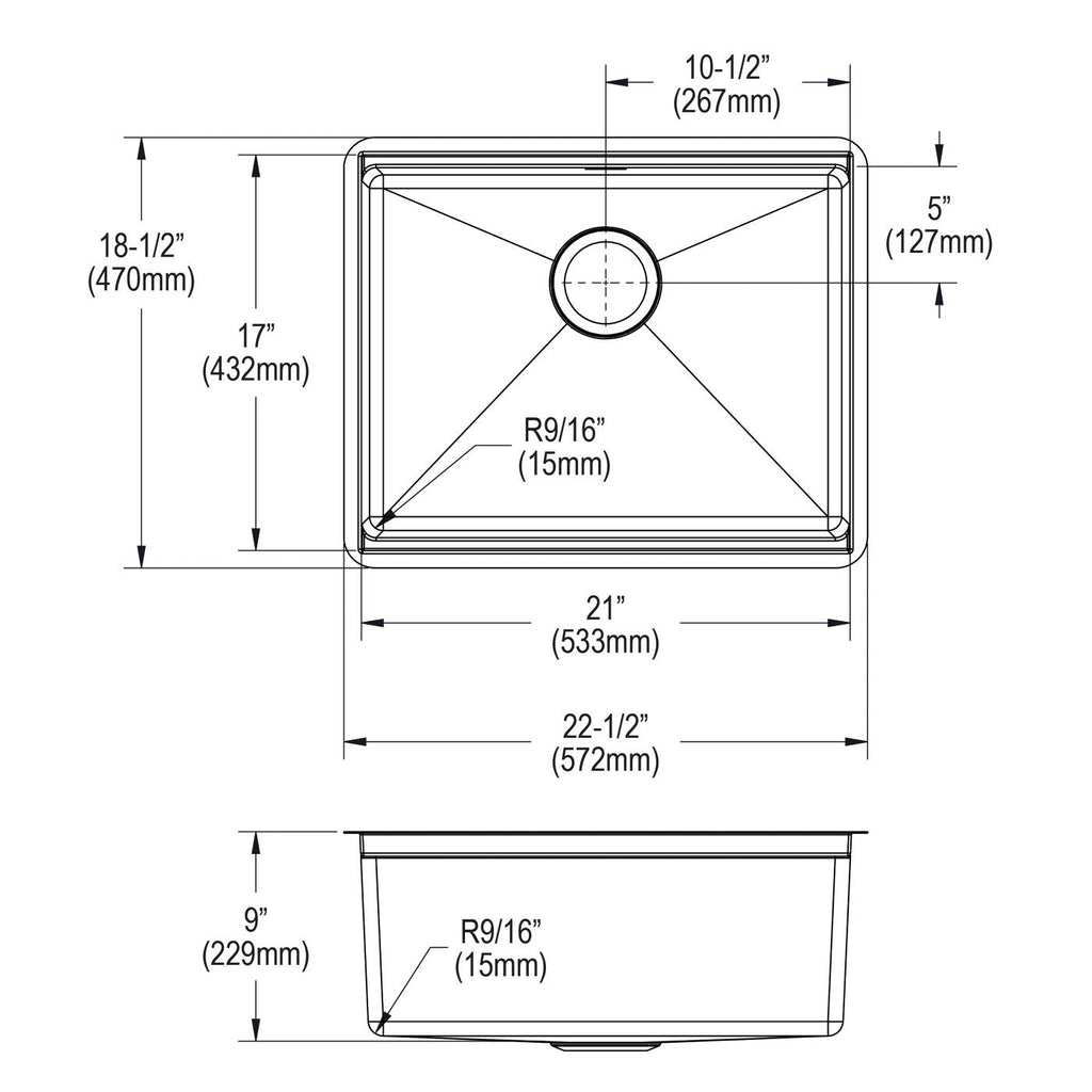Elkay Tarja Crosstown® Calibre 18 Workstation Acero Inoxidable 22-1/2" x 18-1/2" x 8-3/4" de Un Tazón Bajo Cubierta (Kit) — vista de producto