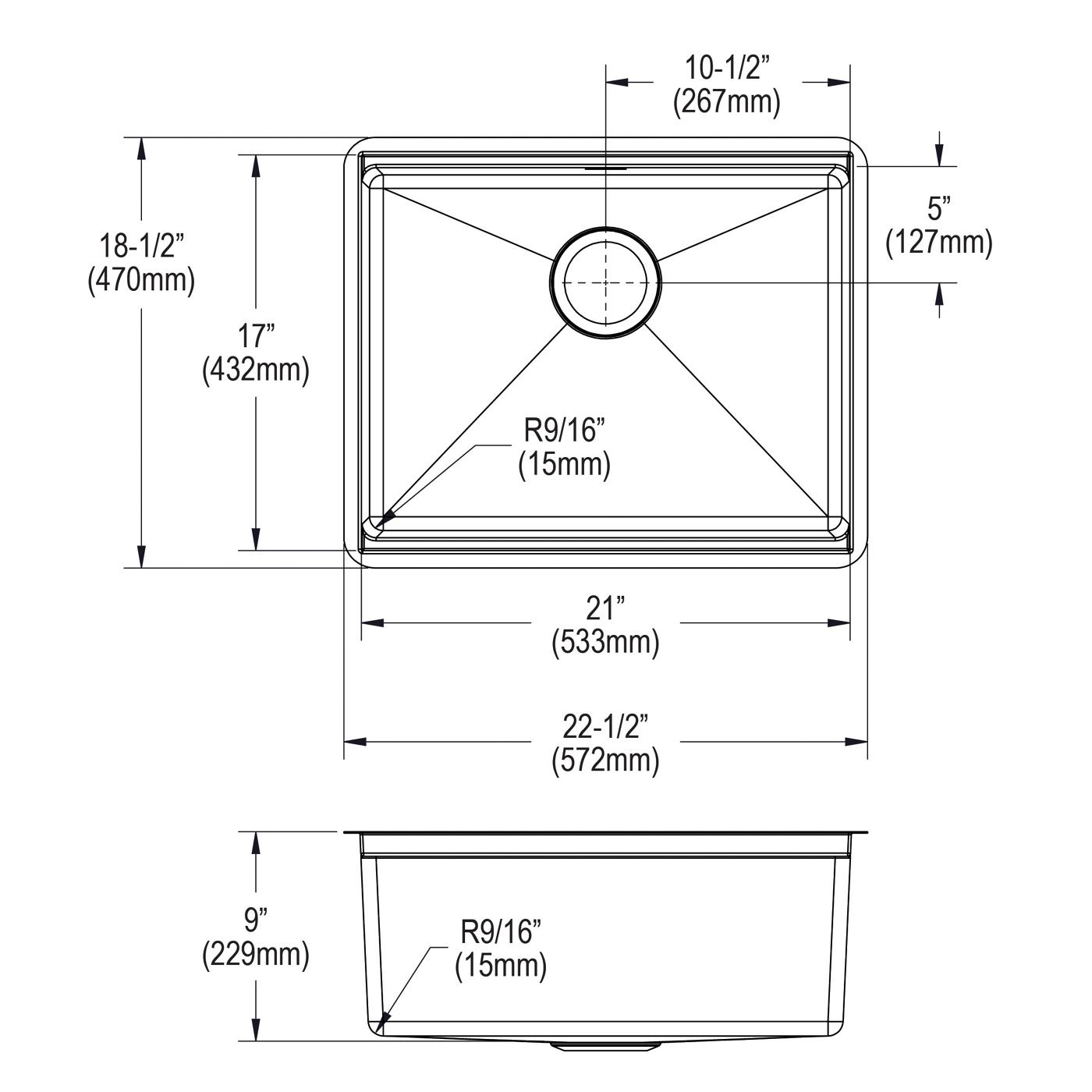 Elkay Tarja Crosstown® Calibre 18 Workstation Acero Inoxidable 22-1/2" x 18-1/2" x 8-3/4" de Un Tazón Bajo Cubierta (Kit) — vista de producto