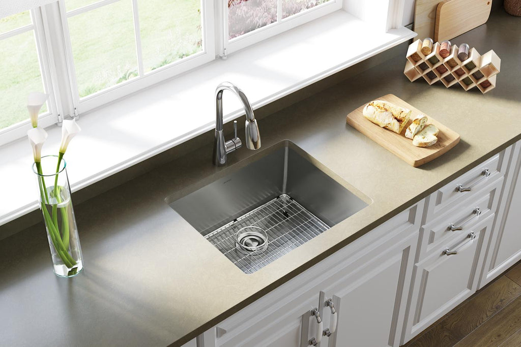 Elkay Tarja Crosstown® Calibre 18 Acero Inoxidable 22-1/2" x 18-1/2" x 9" de Un Tazón Bajo Cubierta (Kit) — ambiente de cocina