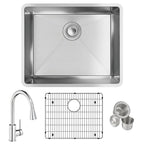 Elkay Tarja Crosstown® Calibre 18 Acero Inoxidable 22-1/2" x 18-1/2" x 9" de Un Tazón Bajo Cubierta (Kit con Llave Rejilla de Fondo y Drenaje) — ambiente de cocina
