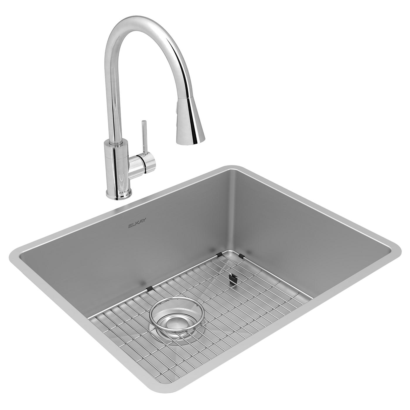 Elkay Tarja Crosstown® Calibre 18 Acero Inoxidable 22-1/2" x 18-1/2" x 9" de Un Tazón Bajo Cubierta (Kit con Llave Rejilla de Fondo y Drenaje) — vista de producto