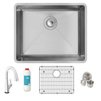 Elkay Tarja Crosstown® Calibre 18 Acero Inoxidable 22-1/2" x 18-1/2" x 9" de Un Tazón Bajo Cubierta (Kit con Llave Filtrada) — ambiente de cocina
