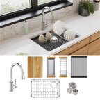 Elkay Tarja Crosstown® Calibre 18 Workstation Acero Inoxidable 25-1/2" x 18-1/2" x 9" de Un Tazón Bajo Cubierta (Kit con Llave) — ambiente de cocina
