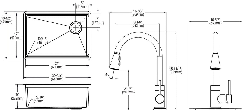 Elkay Tarja Crosstown® Calibre 18 Workstation Acero Inoxidable 25-1/2" x 18-1/2" x 9" de Un Tazón Bajo Cubierta (Kit con Llave) — vista de producto