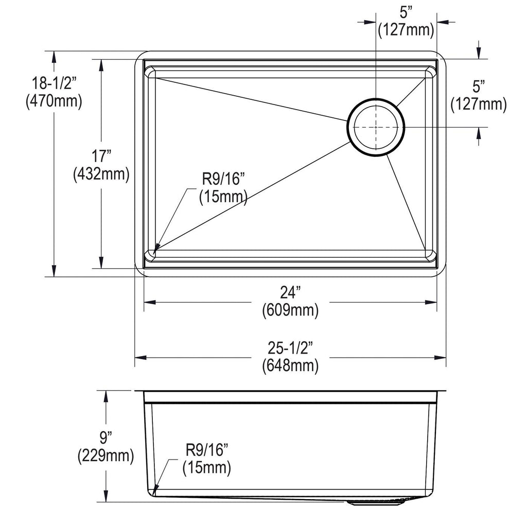 Elkay Tarja Crosstown® Calibre 18 Workstation Acero Inoxidable 25-1/2" x 18-1/2" x 9" de Un Tazón Bajo Cubierta (Kit) — vista de producto