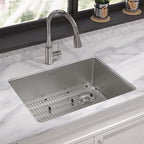 Elkay Tarja Crosstown® Calibre 18 Acero Inoxidable 25-1/2" x 18-1/2" x 9" de Un Tazón Bajo Cubierta (Kit con Llave Rejilla de Fondo y Drenaje) — ambiente de cocina