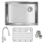 Elkay Tarja Crosstown® Calibre 18 Acero Inoxidable 25-1/2" x 18-1/2" x 9" de Un Tazón Bajo Cubierta (Kit con Llave Rejilla de Fondo y Drenaje) — ambiente de cocina