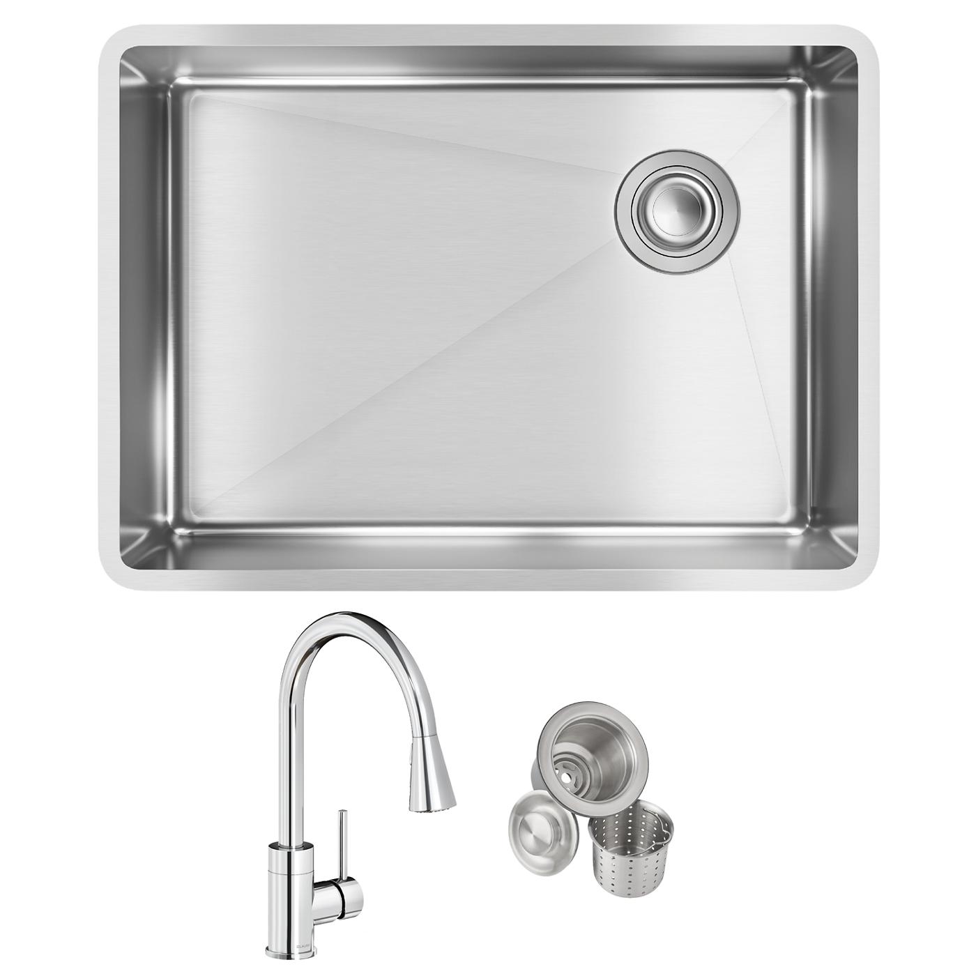 Elkay Tarja Crosstown® Calibre 18 Acero Inoxidable 25-1/2" x 18-1/2" x 9" de Un Tazón Bajo Cubierta (Kit con Llave y Drenaje) — ambiente de cocina