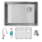 Elkay Tarja Crosstown® Calibre 18 Acero Inoxidable 25-1/2" x 18-1/2" x 9" de Un Tazón Bajo Cubierta (Kit con Llave Filtrada) — ambiente de cocina