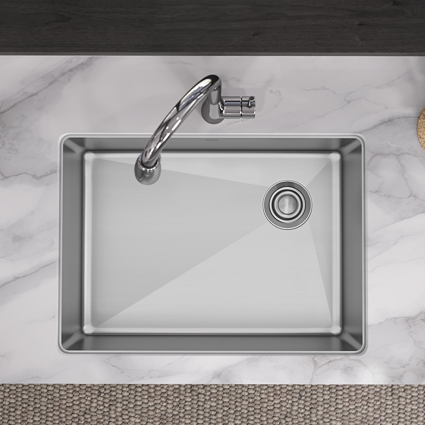 Elkay Tarja Crosstown® Calibre 18 Acero Inoxidable 25-1/2" x 18-1/2" x 9" de Un Tazón Bajo Cubierta — ambiente de cocina