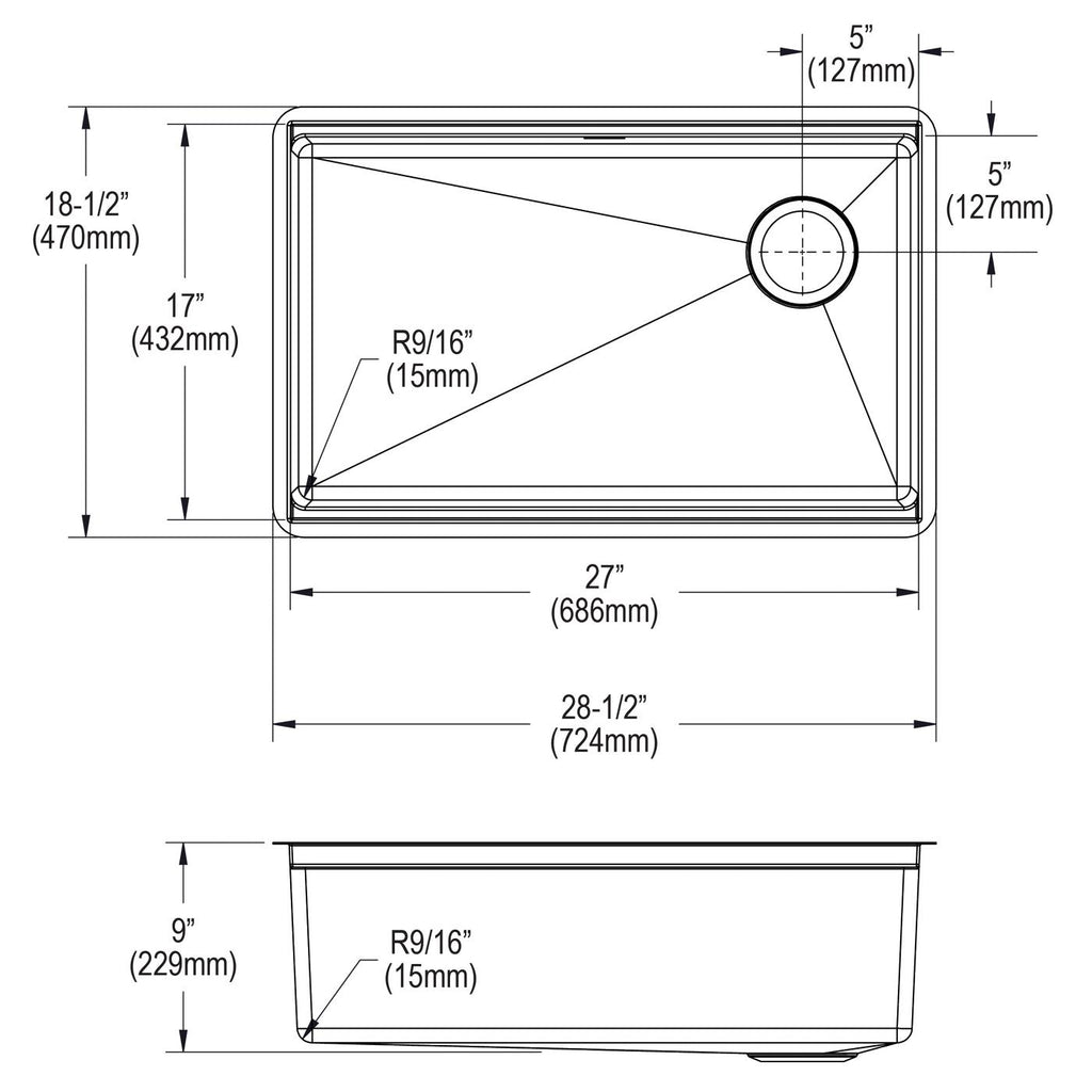 Elkay Tarja Crosstown® Calibre 18 Workstation Acero Inoxidable 28-1/2" x 18-1/2" x 8-1/2" de Un Tazón Bajo Cubierta (Kit) — vista de producto