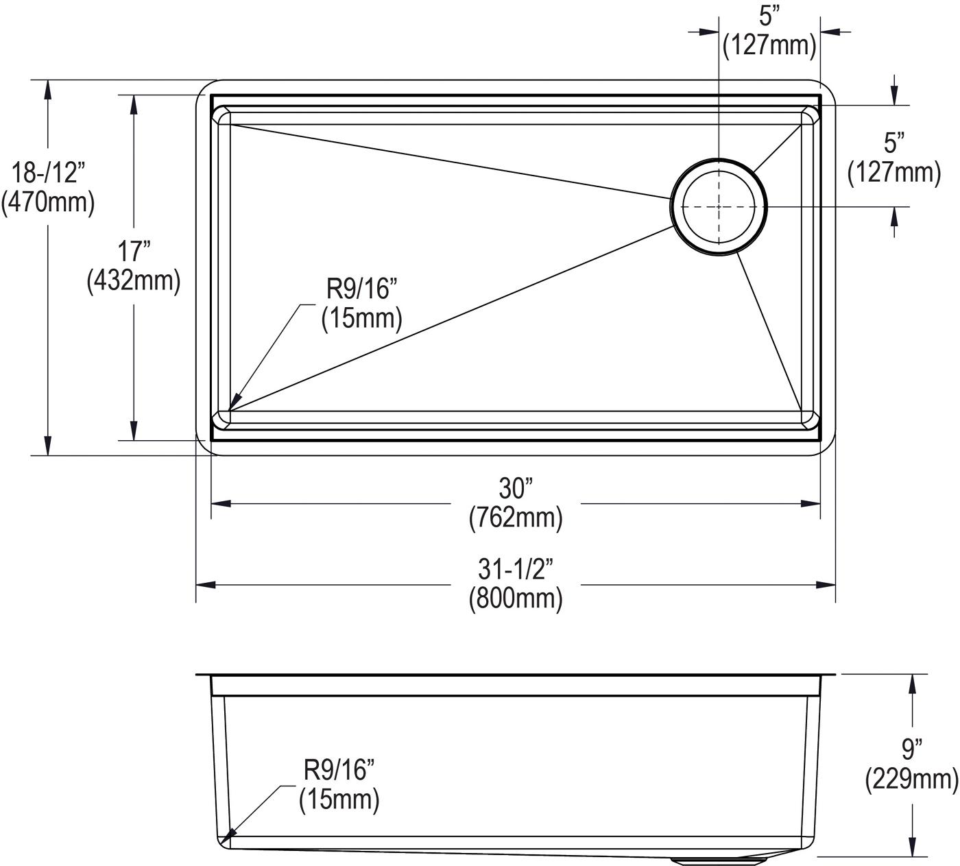 Elkay Tarja Crosstown® Calibre 18 Workstation Acero Inoxidable 31-1/2" x 18-1/2" x 9" de Un Tazón Bajo Cubierta (Kit) — vista de producto