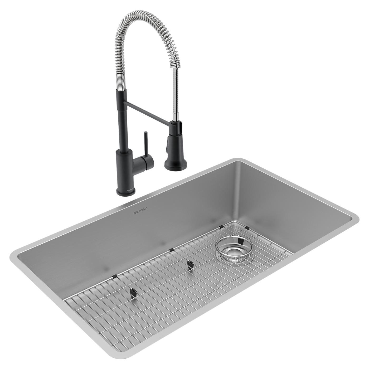 Elkay Tarja Crosstown® Calibre 18 Acero Inoxidable 31-1/2" x 18-1/2" x 9" de Un Tazón Bajo Cubierta (Kit con Llave Rejilla de Fondo y Drenaje) — vista de producto