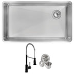 Elkay Tarja Crosstown® Calibre 18 Acero Inoxidable 31-1/2" x 18-1/2" x 9" de Un Tazón Bajo Cubierta (Kit con Llave y Drenaje) — ambiente de cocina