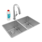 Elkay Tarja Crosstown® Calibre 18 Acero Inoxidable 31-1/2" x 18-1/2" x 9" de Dos Tazones Iguales Bajo Cubierta (Kit con Llave Filtrada) — vista de producto