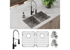Elkay Tarja Crosstown® Calibre 18 Acero Inoxidable 31-1/2" x 18-1/2" x 9" de Dos Tazones Iguales Bajo Cubierta (Kit con Llave Rejilla de Fondo y Drenaje) — ambiente de cocina