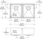 Elkay Tarja Crosstown® Calibre 18 Acero Inoxidable 31-1/2" x 18-1/2" x 9" de Dos Tazones Iguales Bajo Cubierta — vista de producto