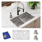 Elkay Tarja Crosstown® Calibre 18 Acero Inoxidable 31-1/2" x 18-1/2" x 9" 40/60 de Dos Tazones Bajo Cubierta (Kit) — ambiente de cocina