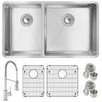 Elkay Tarja Crosstown® Calibre 18 Acero Inoxidable 31-1/2" x 18-1/2" x 9" 40/60 de Dos Tazones Bajo Cubierta (Kit con Llave Rejilla de Fondo y Drenaje) — ambiente de cocina