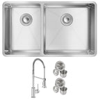Elkay Tarja Crosstown® Calibre 18 Acero Inoxidable 31-1/2" x 18-1/2" x 9" 40/60 de Dos Tazones Bajo Cubierta (Kit con Llave y Drenaje) — ambiente de cocina