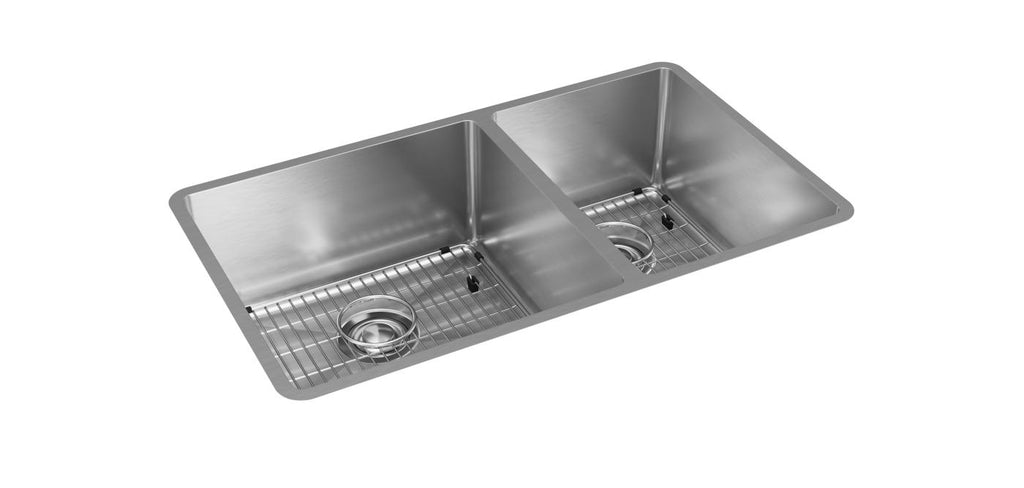 Elkay Tarja Crosstown® Calibre 18 Acero Inoxidable 31-1/2" x 18-1/2" x 9" 60/40 de Dos Tazones Bajo Cubierta (Kit) — vista de producto