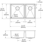 Elkay Tarja Crosstown® Calibre 18 Acero Inoxidable 31-1/2" x 18-1/2" x 9" 60/40 de Dos Tazones Bajo Cubierta — vista de producto