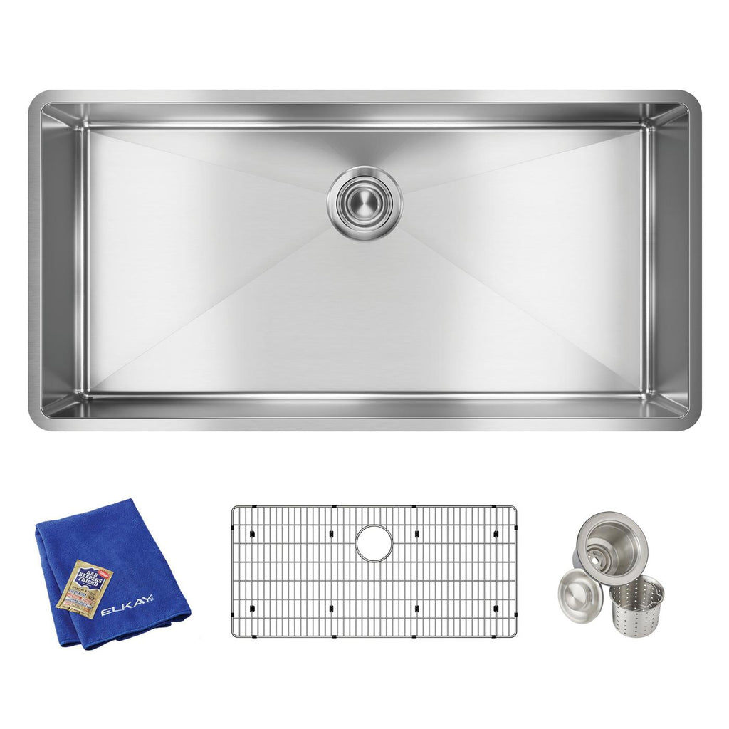 Elkay Tarja Crosstown® Calibre 18 Acero Inoxidable 36-1/2" x 18-1/2" x 9" de Un Tazón Bajo Cubierta (Kit) — vista de producto