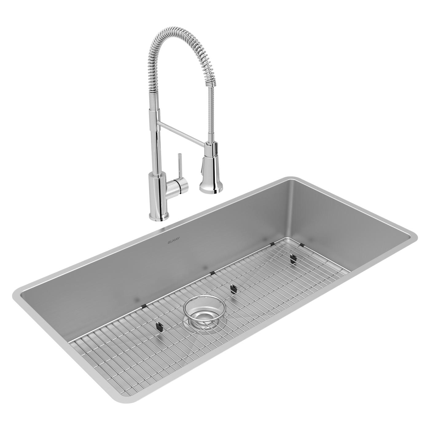 Elkay Tarja Crosstown® Calibre 18 Acero Inoxidable 36-1/2" x 18-1/2" x 9" de Un Tazón Bajo Cubierta (Kit con Llave Rejilla de Fondo y Drenaje) — vista de producto