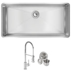 Elkay Tarja Crosstown® Calibre 18 Acero Inoxidable 36-1/2" x 18-1/2" x 9" de Un Tazón Bajo Cubierta (Kit con Llave y Drenaje) — ambiente de cocina